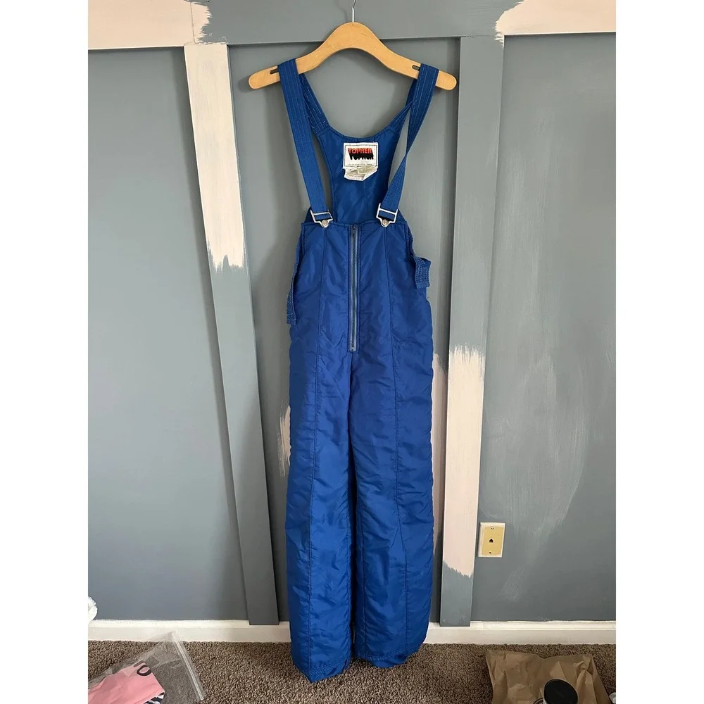 Vintage Topher Ski Suit Set Blue Green Jacket Bib Overalls Women Retro 2 Piece
